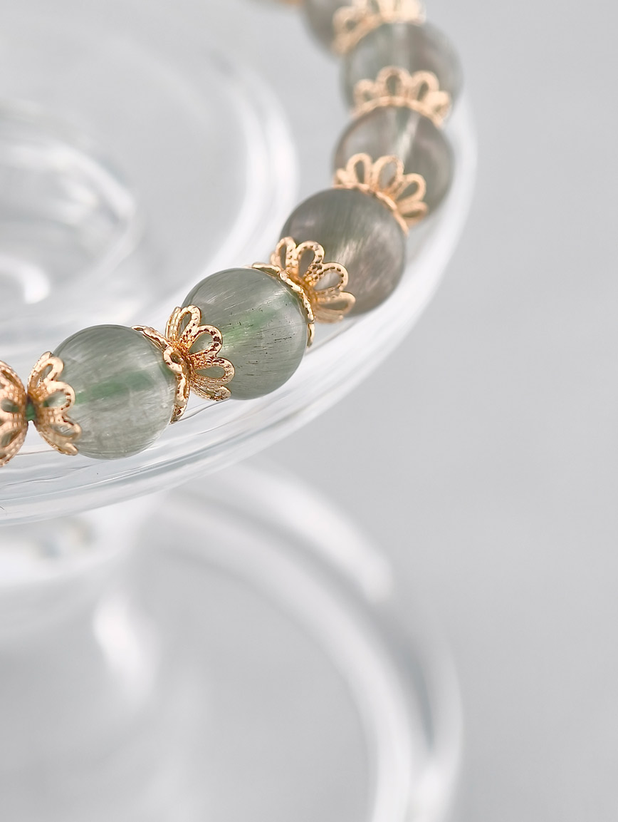 Natural Green Rutilated Quartz Exquisite Style Bracelet