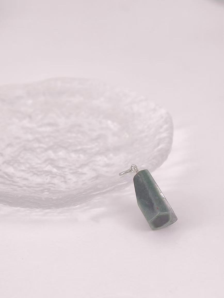 Natural Green Phantom Crystal Sterling Silver Pendant