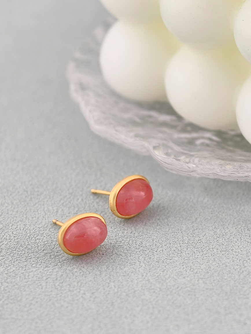 Natural Rhodochrosite Sterling Silver Earrings