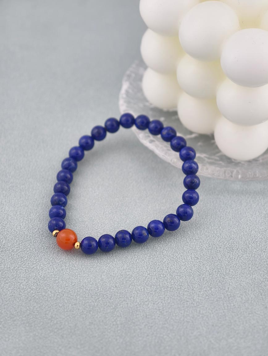Natural Lapis Lazuli with South Red Agate Bracelet