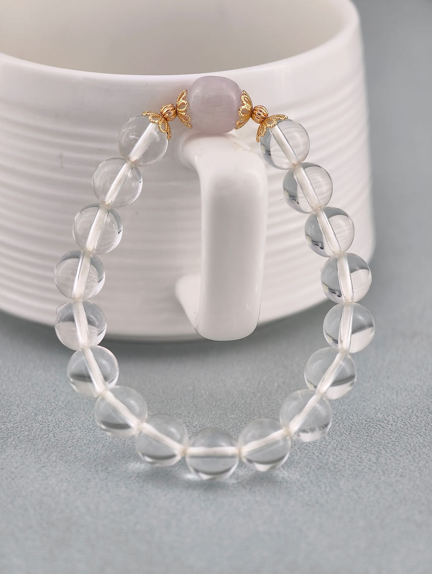 Natural Clear Quartz and Kunzite Bracelet