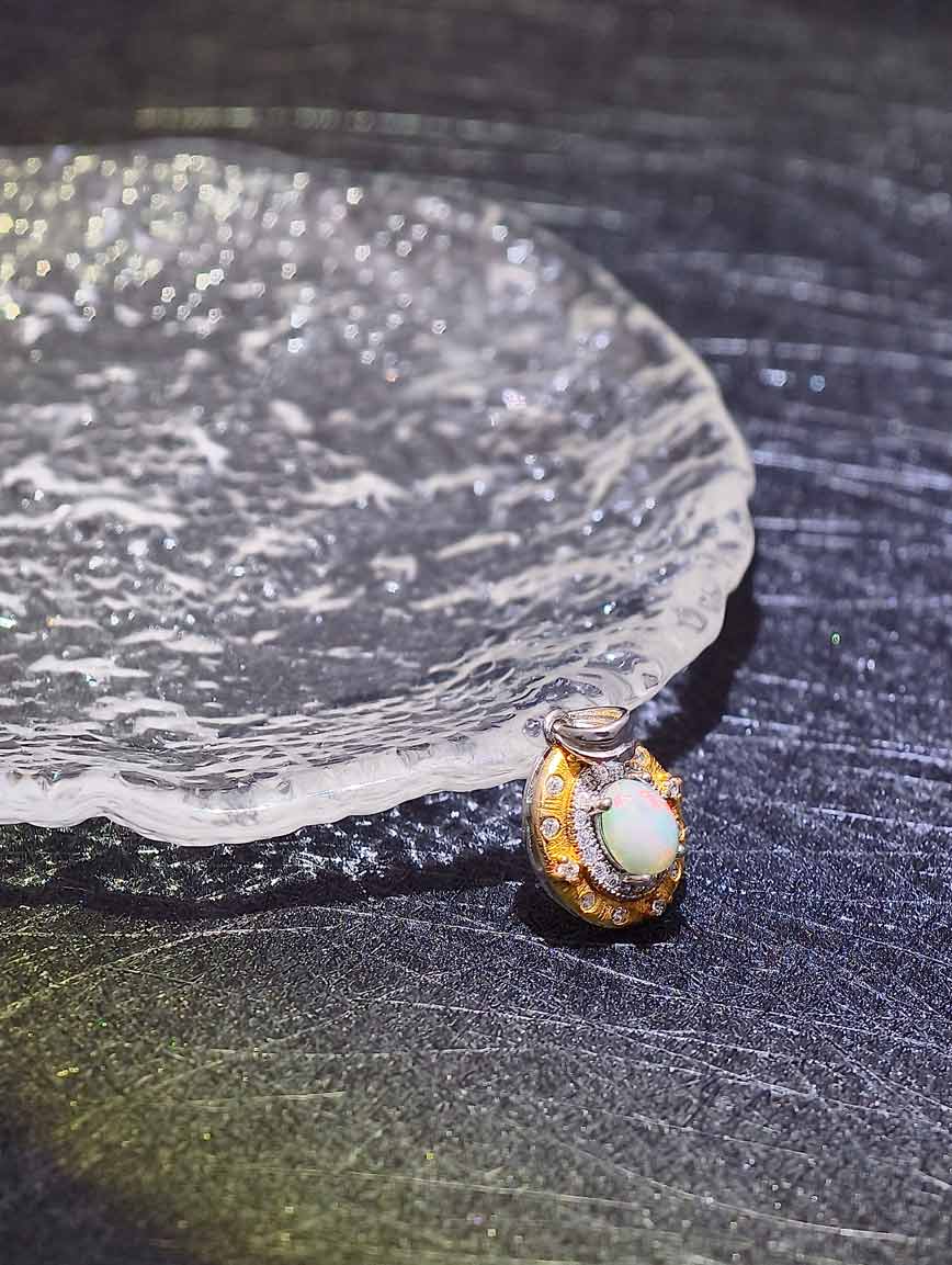 Natural Opal Sterling Silver Pendant