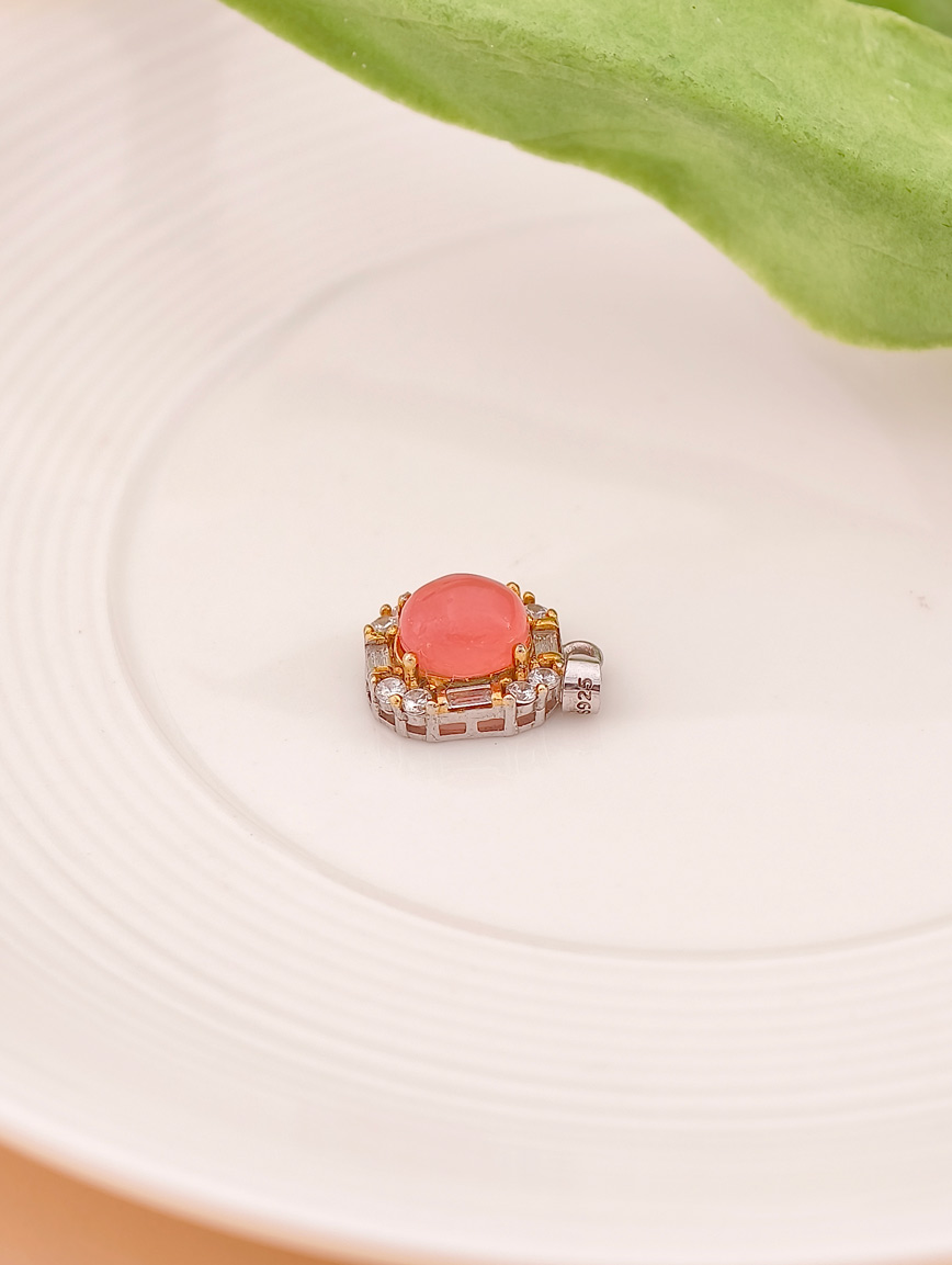 Natural Rhodochrosite Exquisite Style Sterling Silver Pendant
