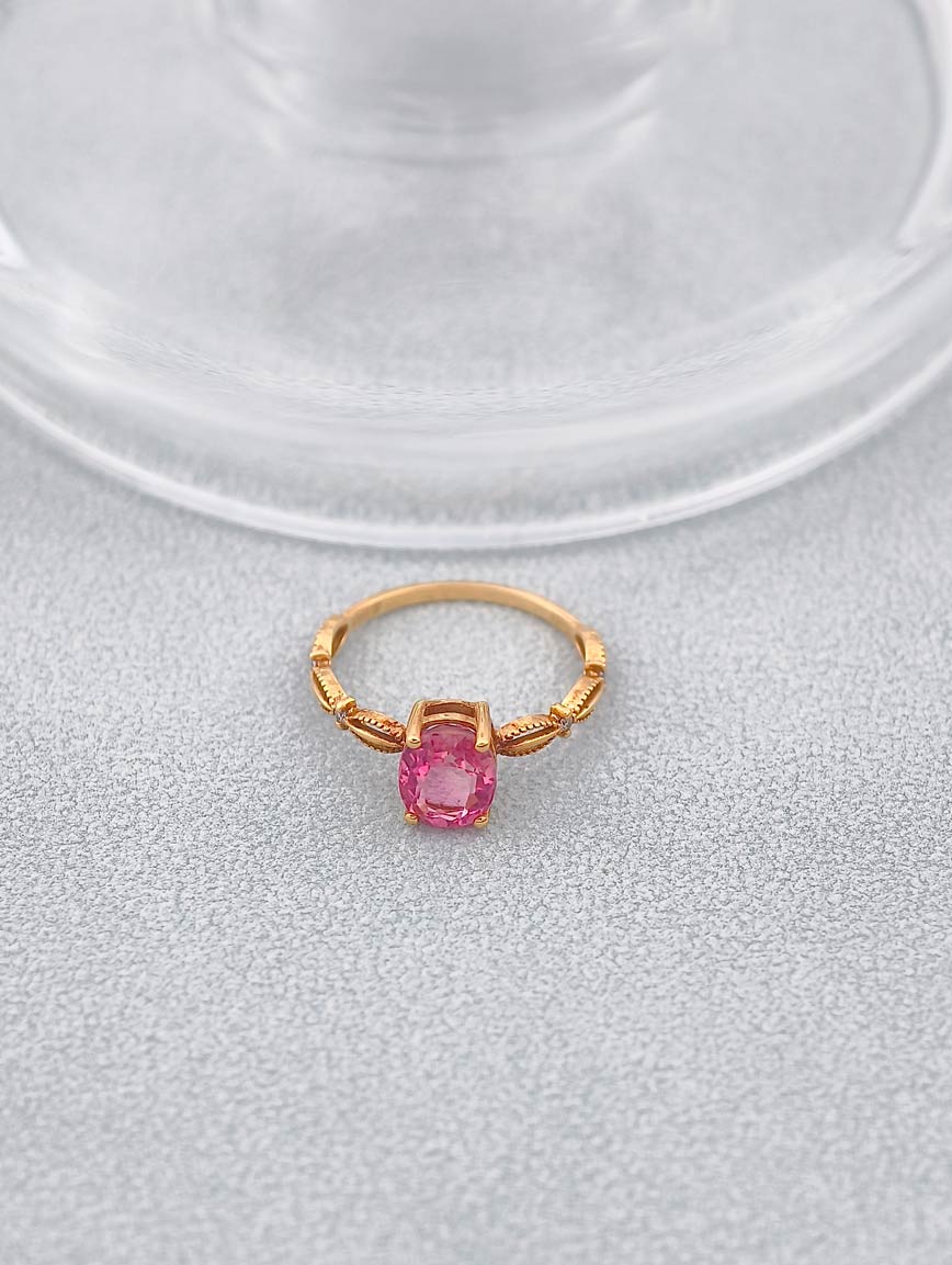Oval Pink Tourmaline Design Ring