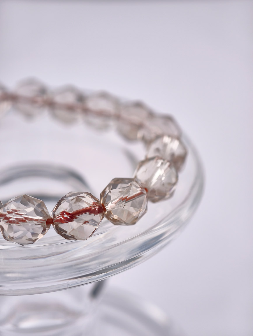 Natural Diamond Cut Smoky Quartz Bracelet