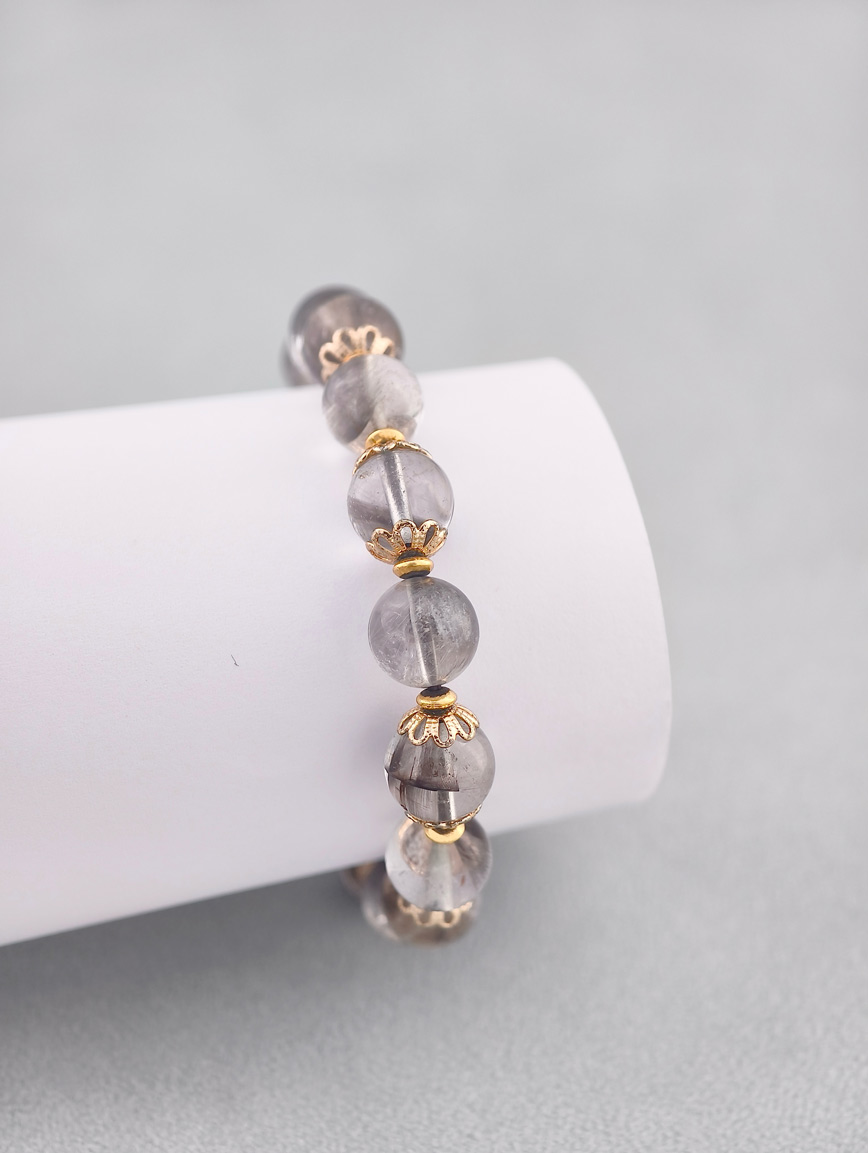 Natural Silver Rutilated Quartz Exquisite Style Bracelet