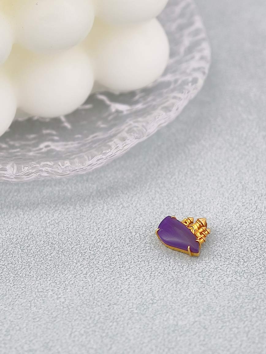 18K Gold Sugilite Small Castle Pendant