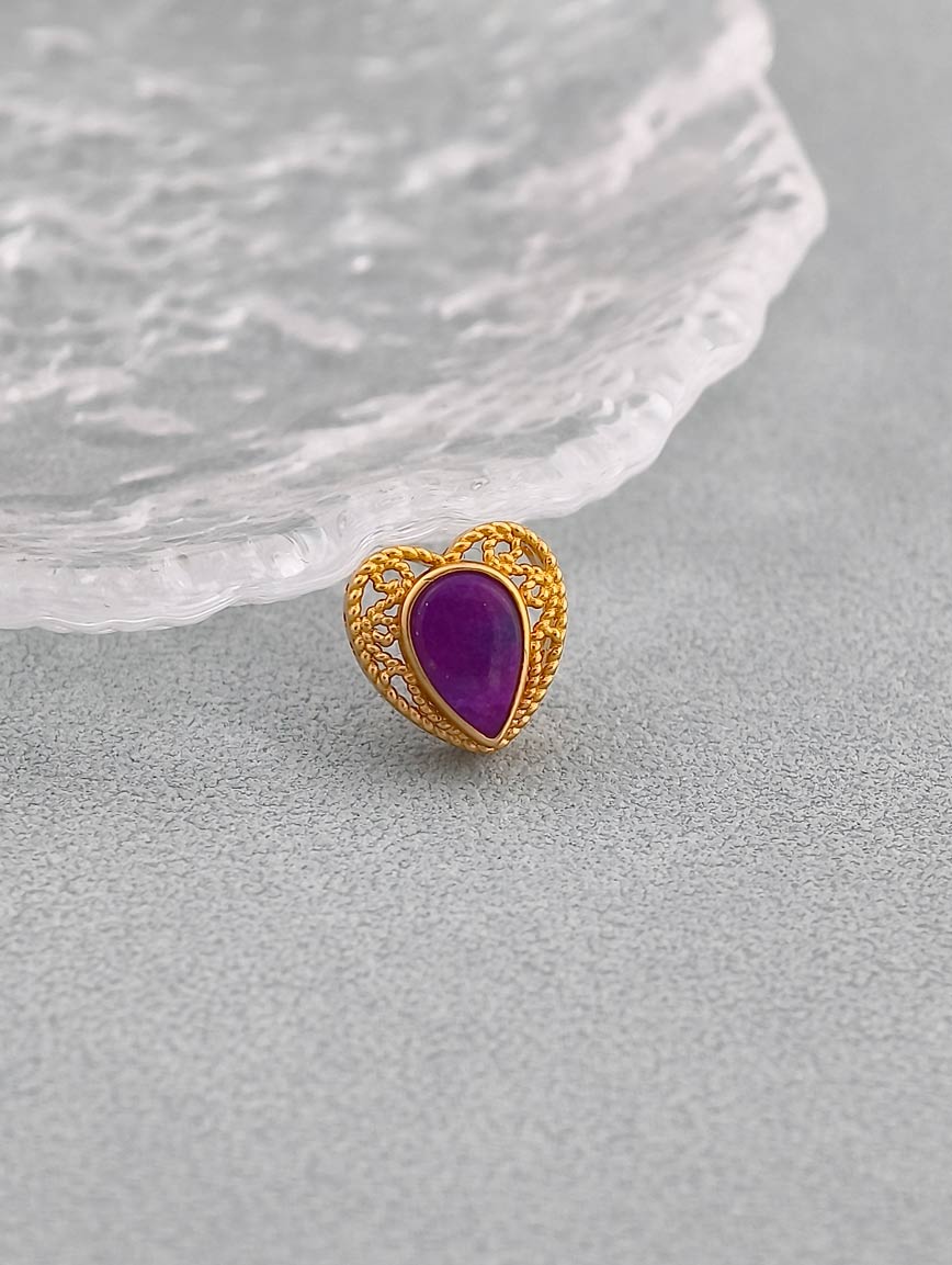 Heart Shaped 18K Gold Sugilite DIY Accessory