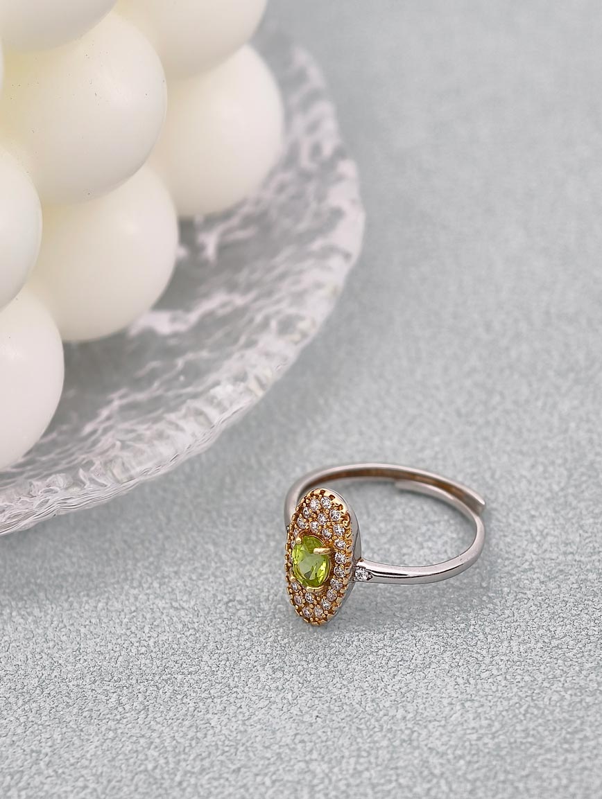 Sterling Silver Inlaid Natural Peridot Ring