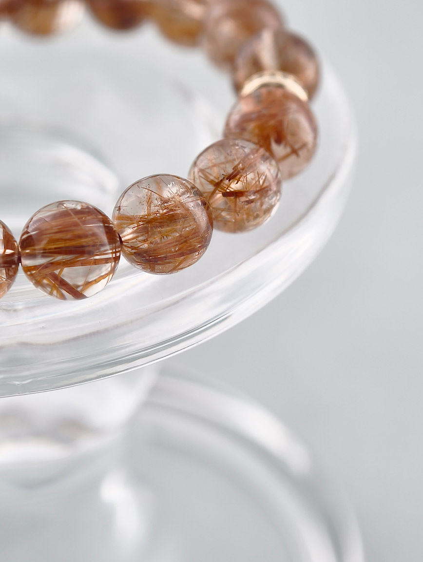 Natural Copper Rutilated Quartz Exquisite Style Bracelet