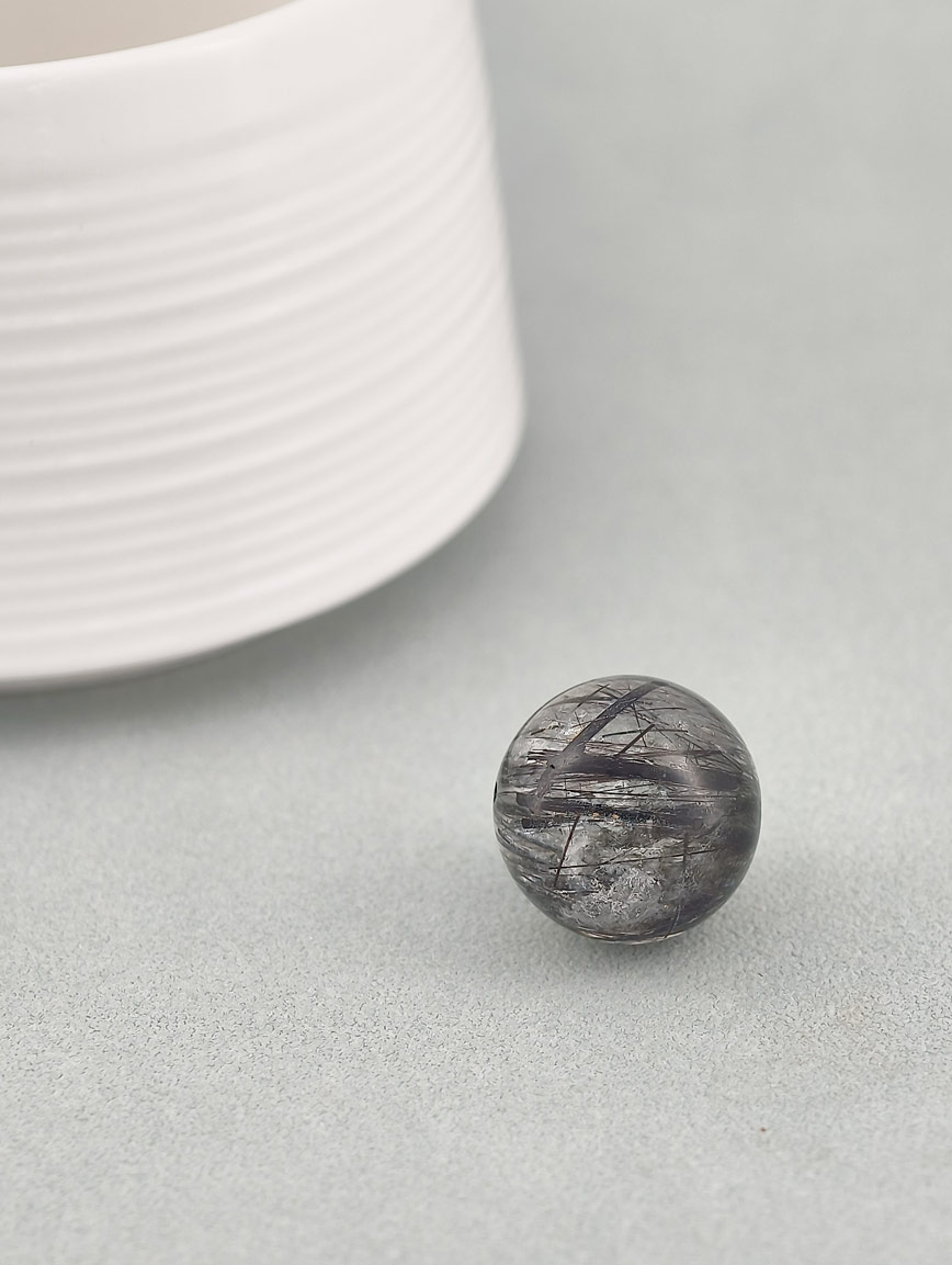 Natural Black Rutilated Quartz Ball