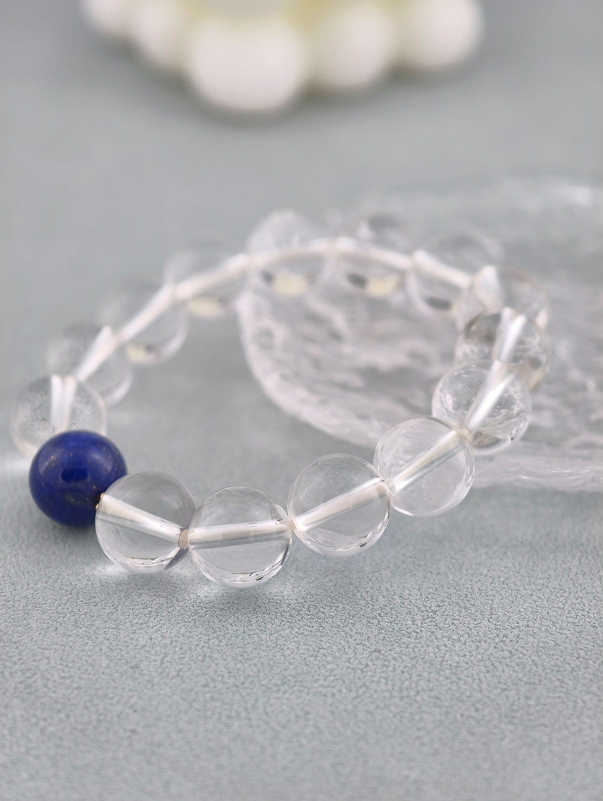 Natural Clear Quartz and Lapis Lazuli Bracelet
