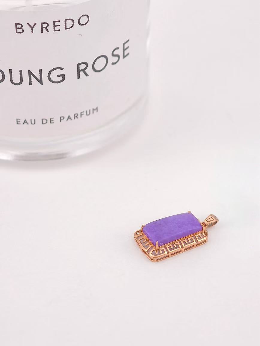18K Gold Magic Purple Sugilite Square Pendant
