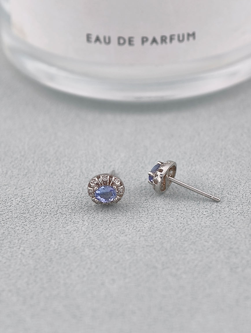 Natural Tanzanite Sterling Silver Earrings