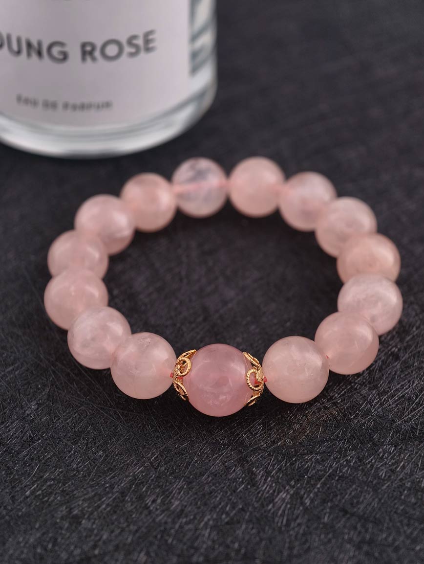 Natural Rose Quartz Simple Style Bracelet