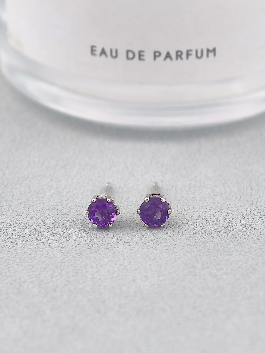 Natural Amethyst Sterling Silver Earrings