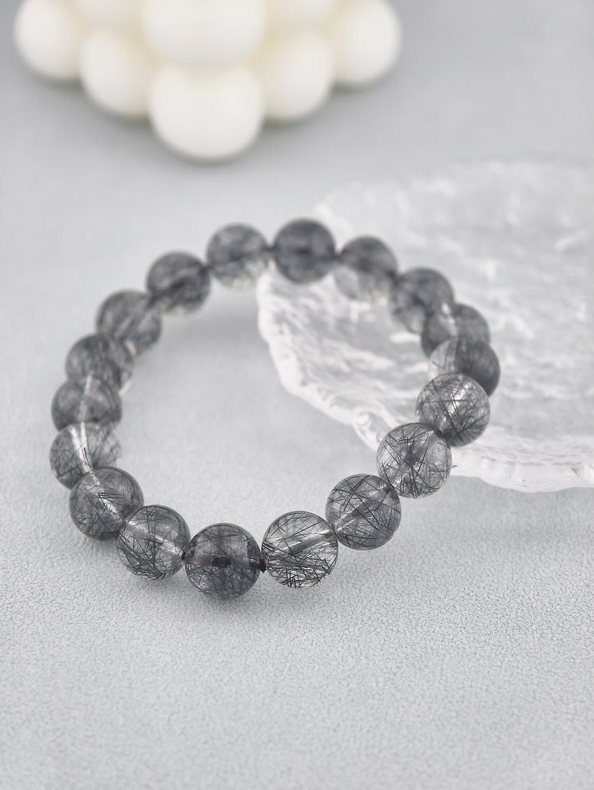 Natural Black Rutilated Quartz Energy Bracelet