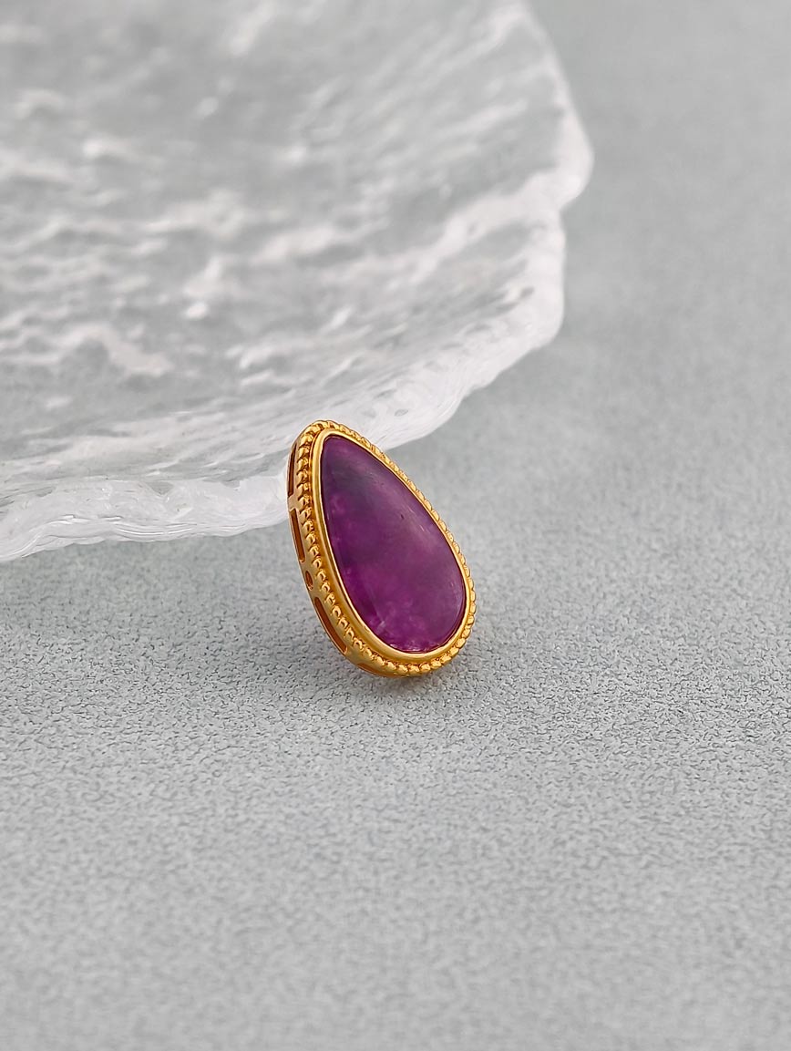 18K Gold Inlaid Natural Water Drop Shaped Sugilite DIY Accessory