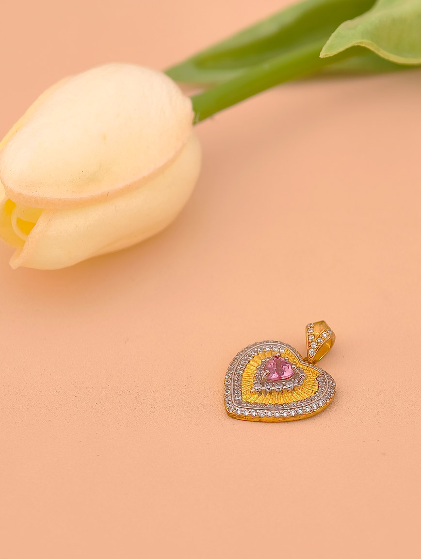 Natural Heart Pink Tourmaline Sterling Silver Pendant