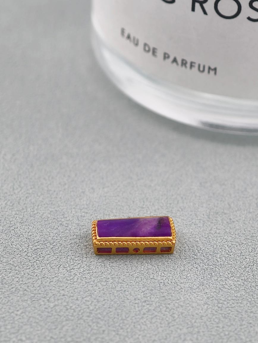 18K Gold Inlaid Natural Sugilite Simple Style DIY Accessory