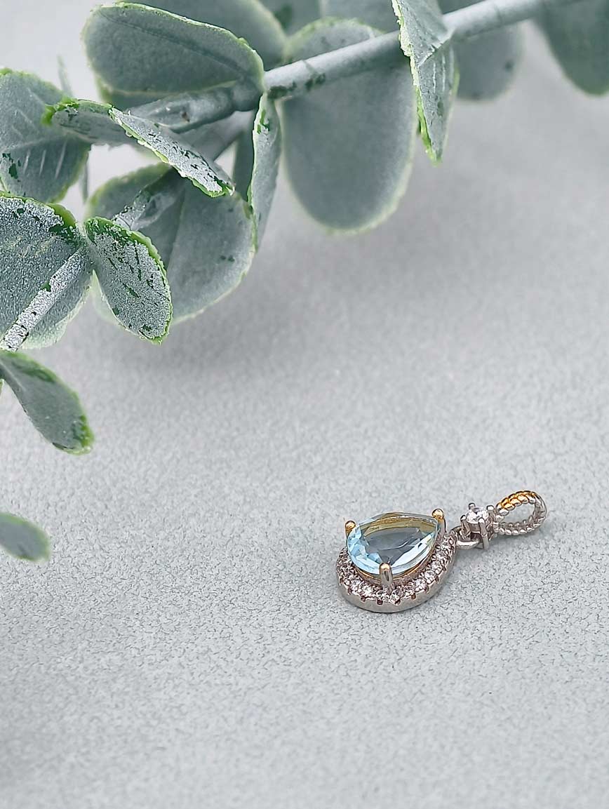 Blue Topaz Drop Sterling Silver Pendant