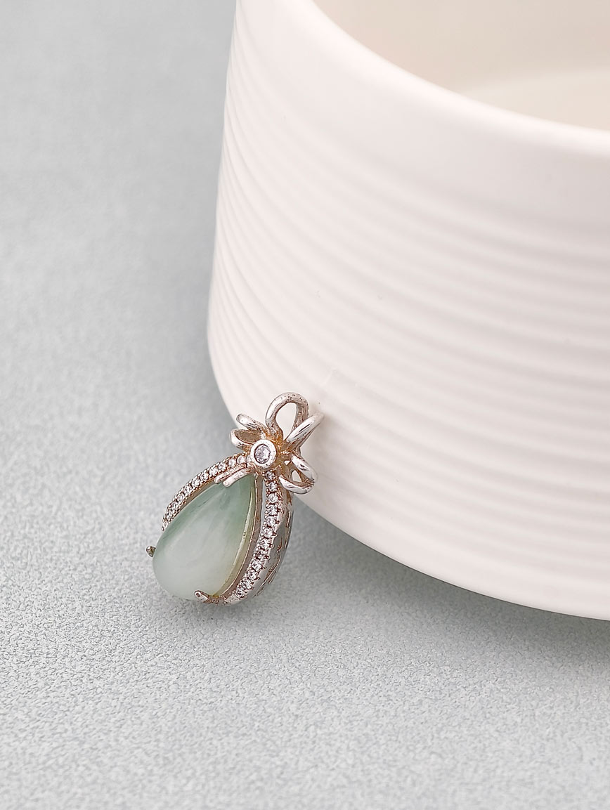Natural Jadeite Delicate Style Sterling Silver Pendant