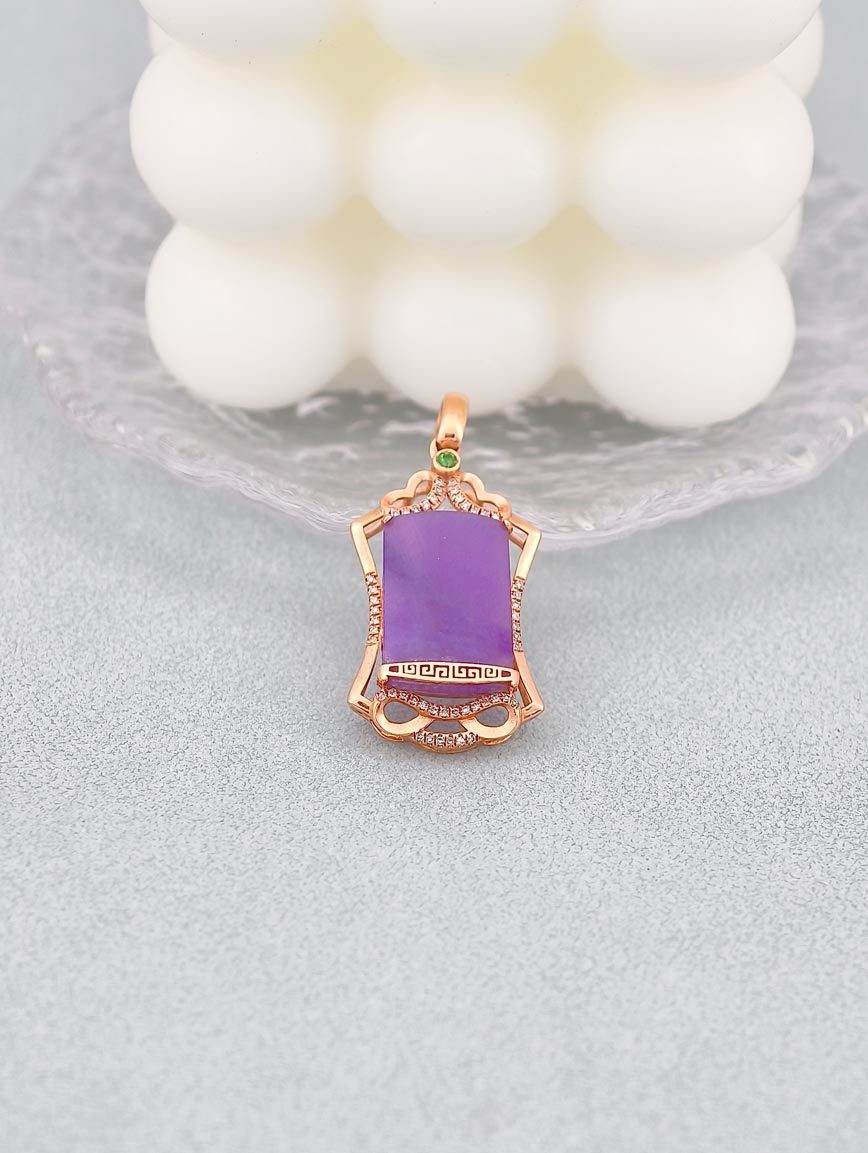 18K Gold Natural Sugilite Pendant