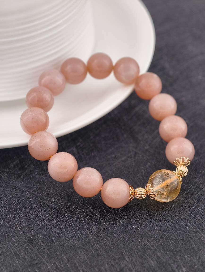 Orange Moonstone and Citrine Simple Style Bracelet