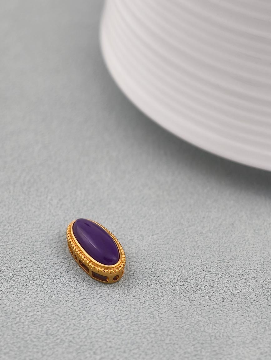 18K Gold Inlaid Oval Sugilite DIY Accessory