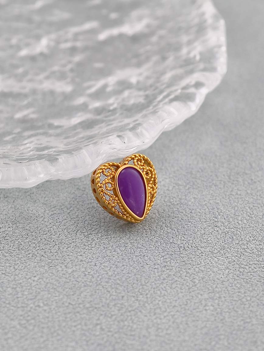 Heart Shaped 18K Gold Natural Sugilite DIY Accessory