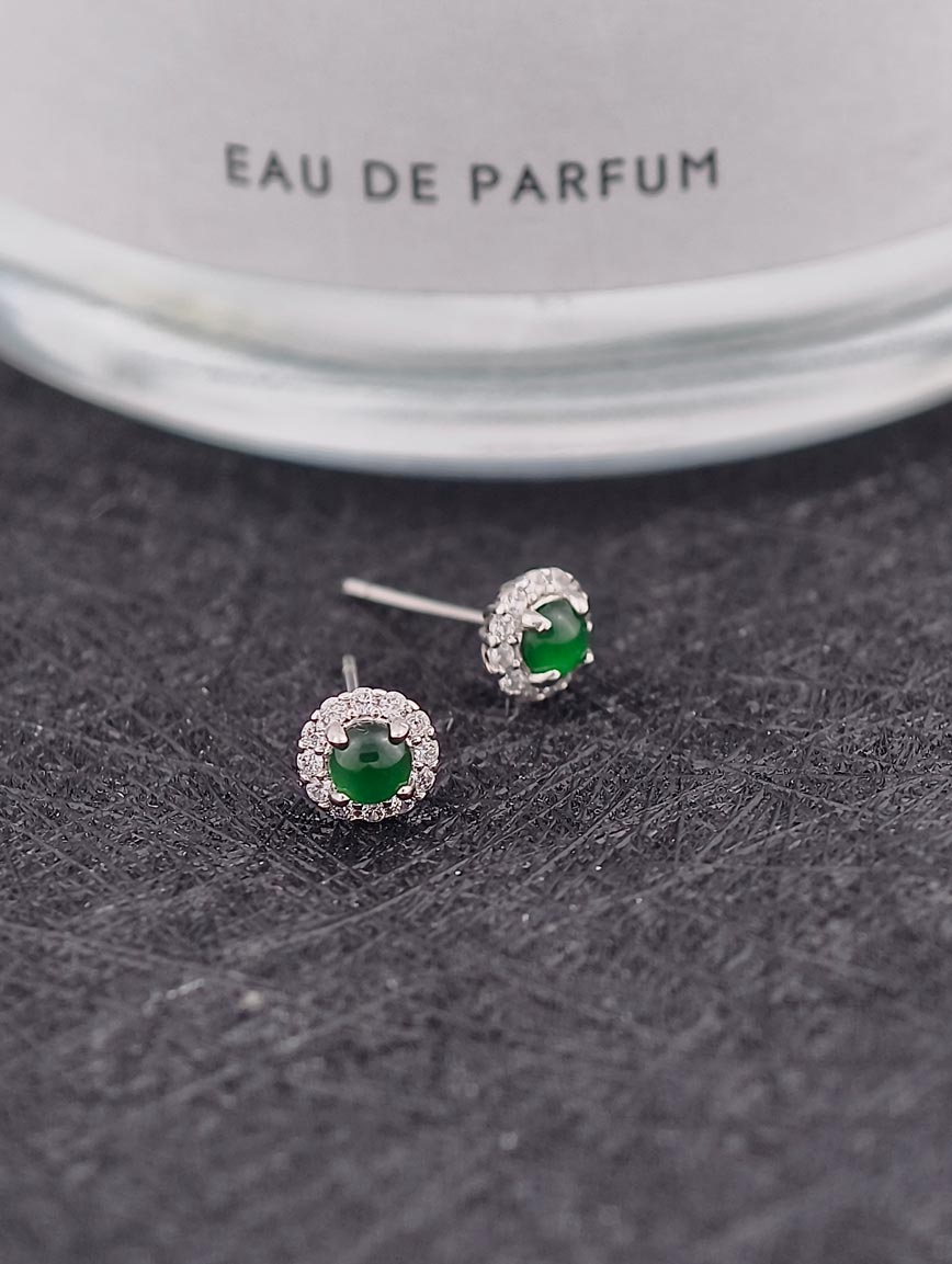 Natural Jadeite Exquisite Style Sterling Silver Earrings