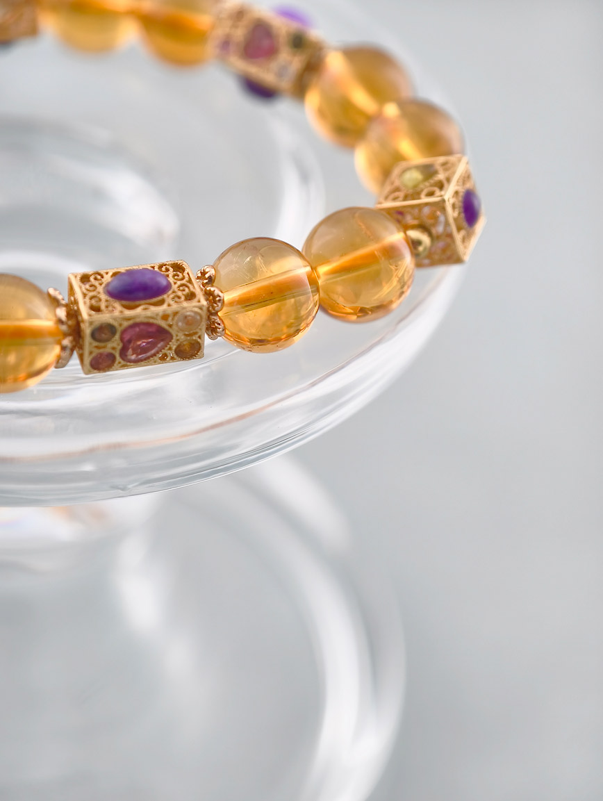 Citrine and Tourmaline Sugilite Bracelet