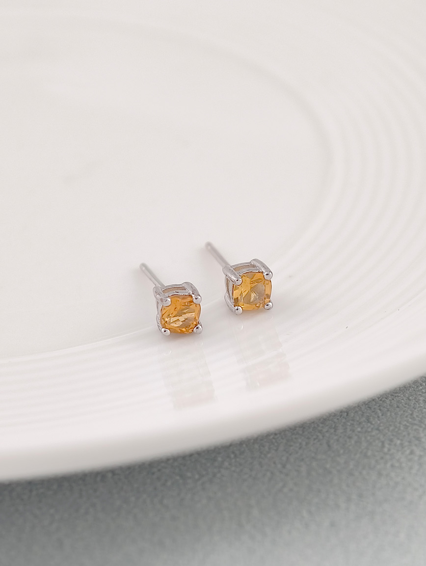 Natural Citrine Sterling Silver Earrings