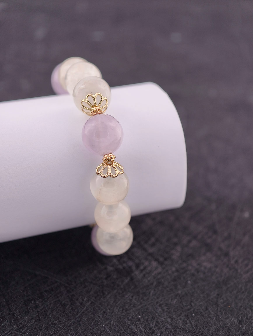 Natural Moonstone and Amethyst Bracelet