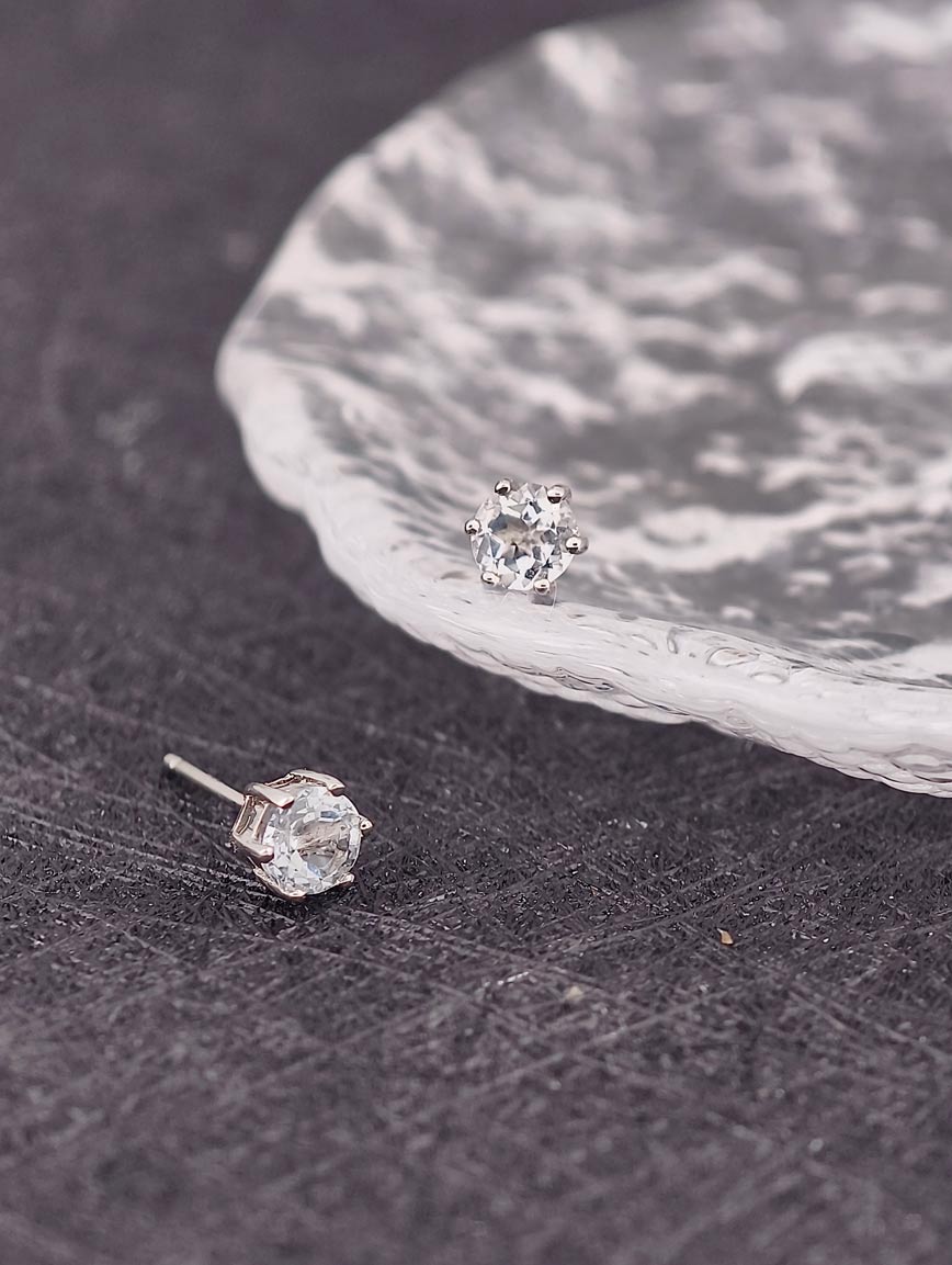 Natural Topaz Simple Style Sterling Silver Earrings