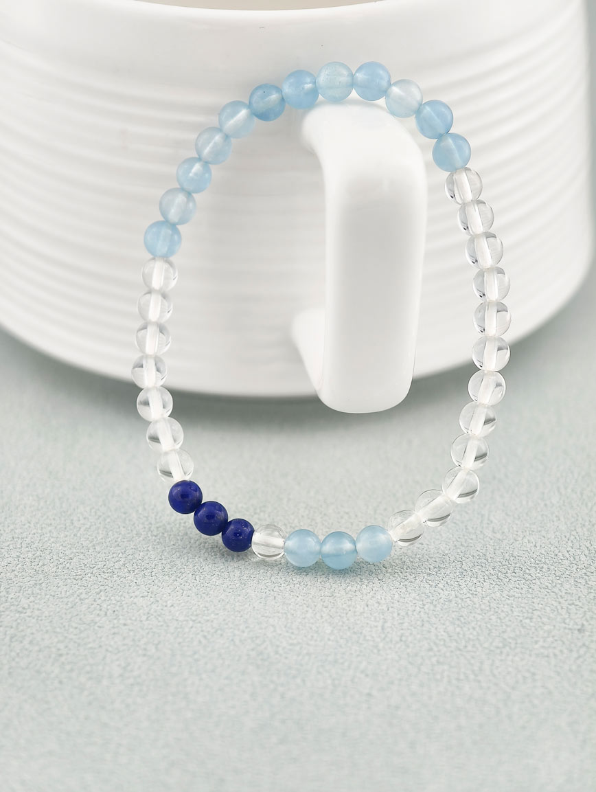 Clear Quartz and Lapis Lazuli Aquamarine Bracelet