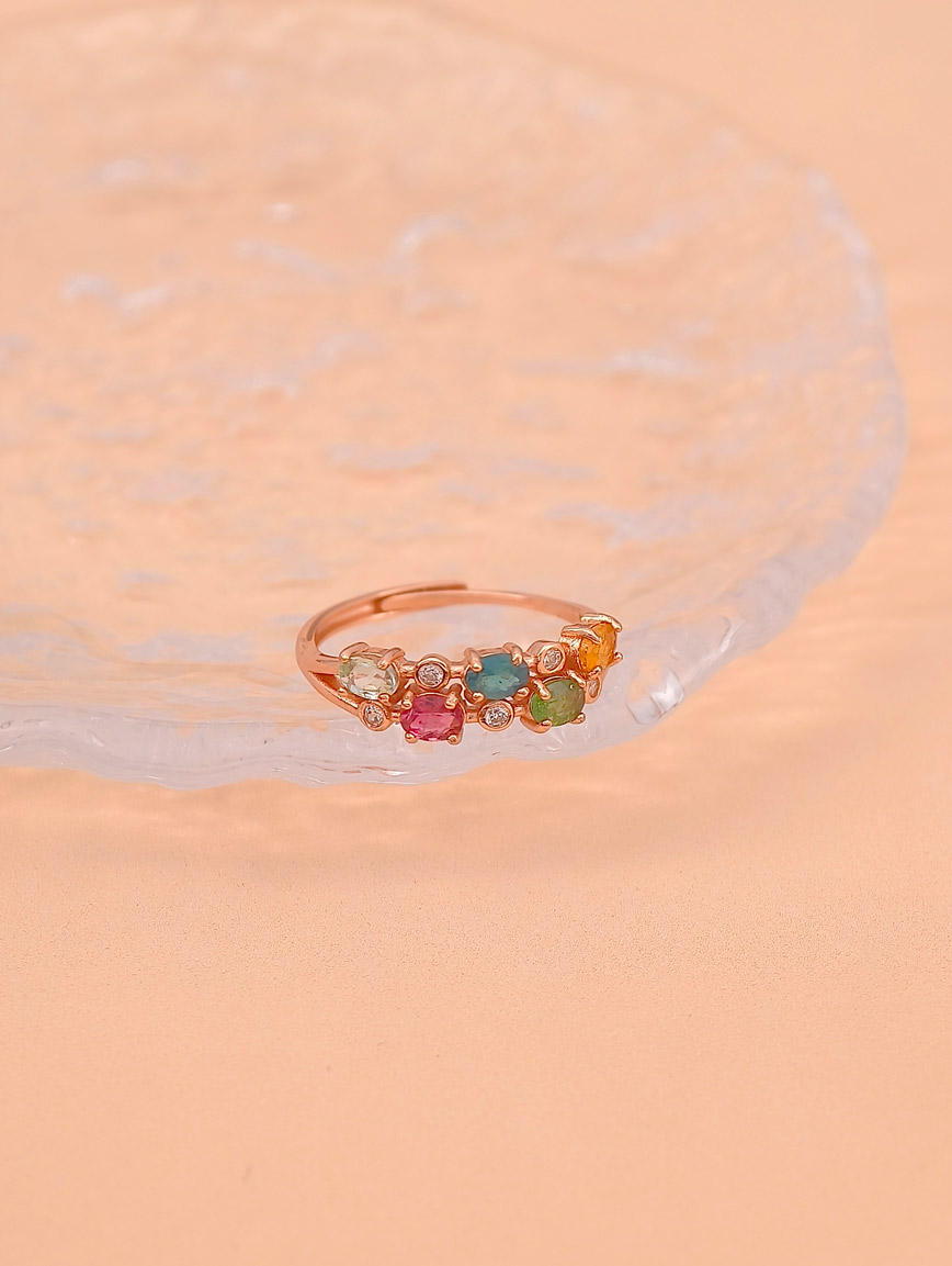 Natural Rainbow Tourmaline Ring