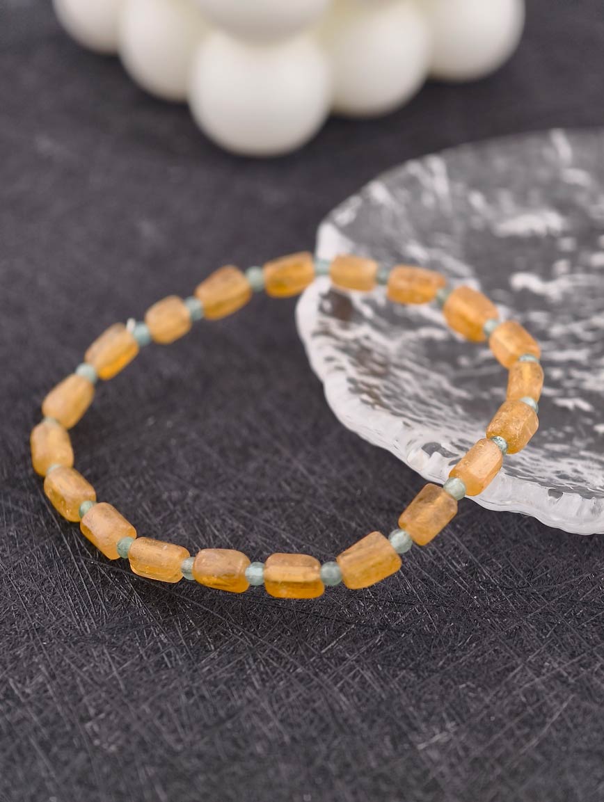 Natural Yellow Tourmaline and Blue Tourmaline Bracelet