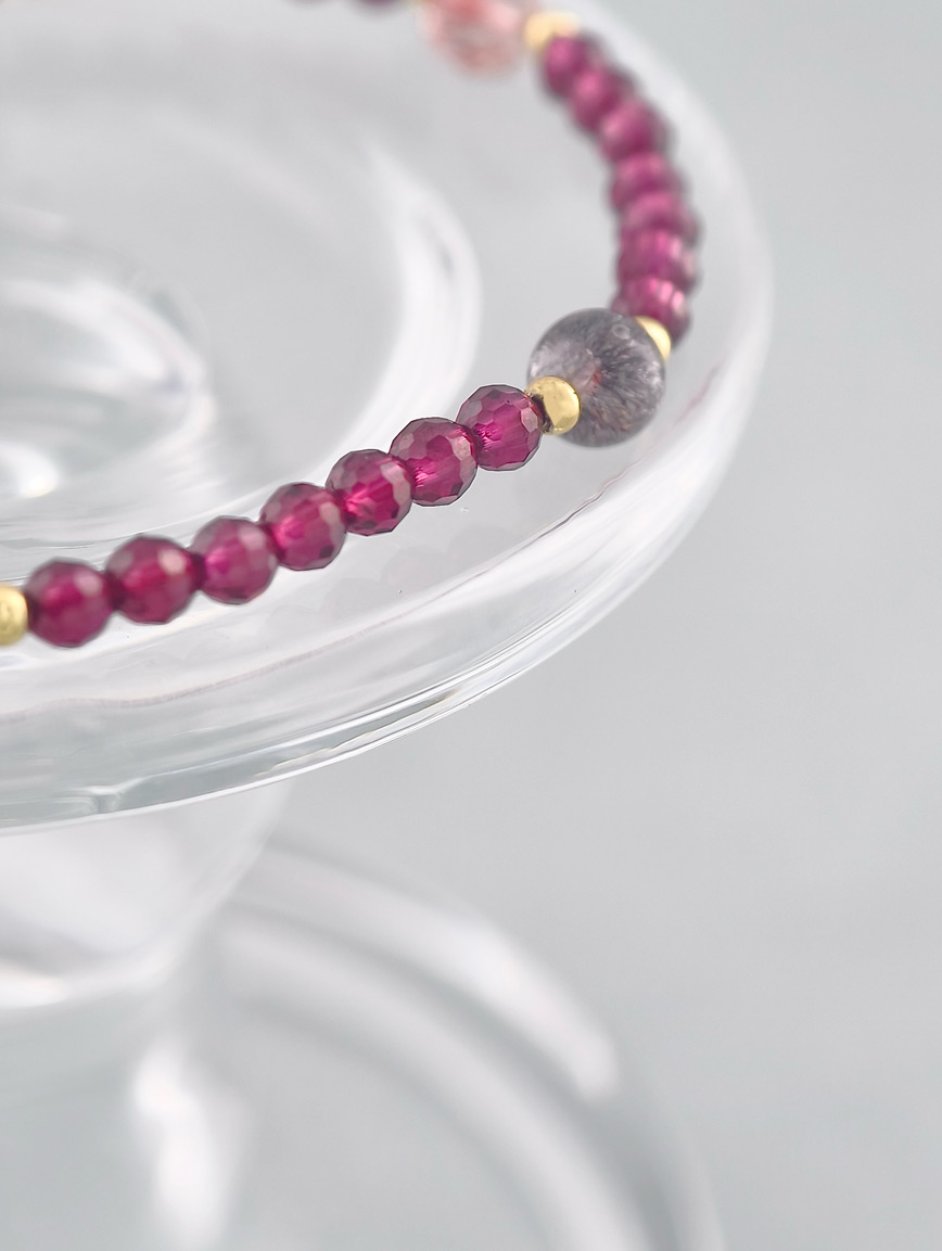 Natural Garnet and Super Seven Elegant Bracelet