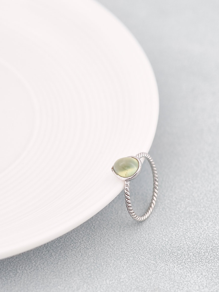 Natural Drop Prehnite Ring