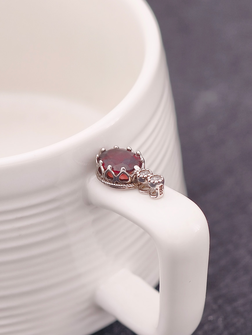 Natural Garnet Sterling Silver Pendant