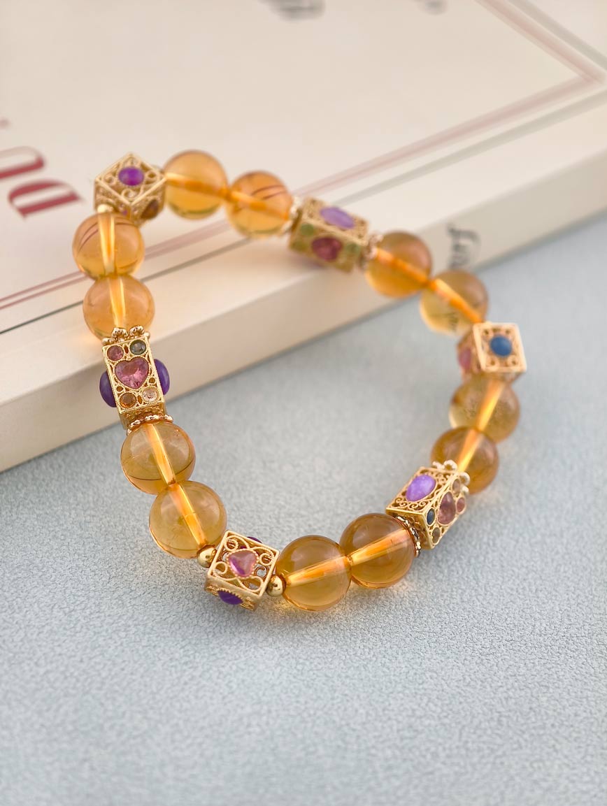 Citrine and Tourmaline Sugilite Bracelet