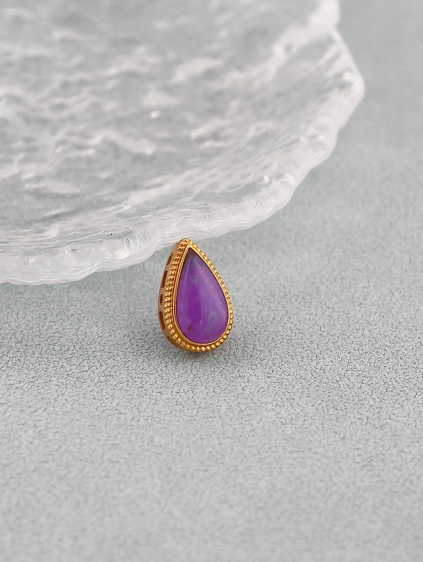 18K Gold Water Drop Shaped Sugilite DIY Accessory