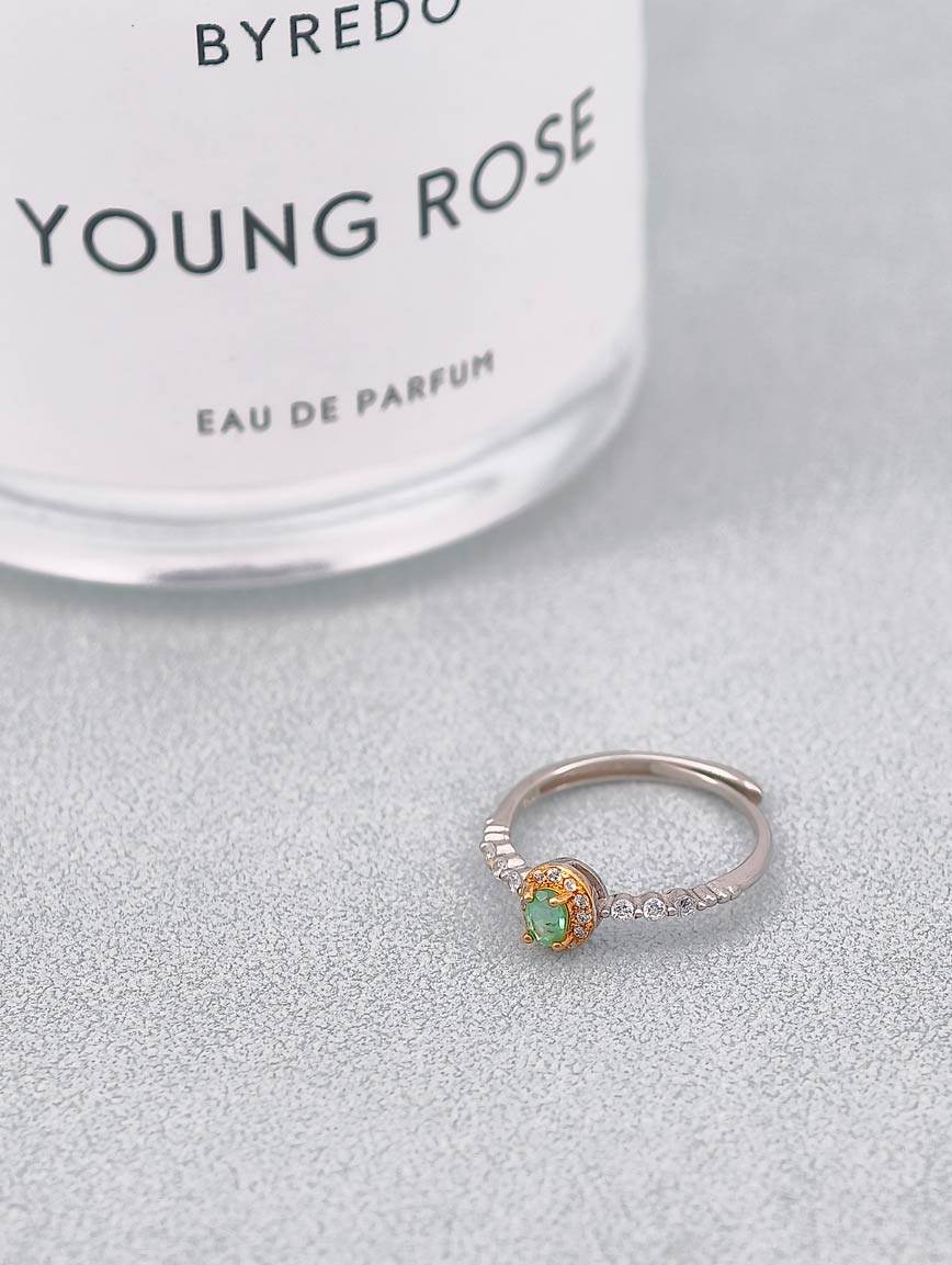 Gold Plated Sterling Silver Natural Emerald Design Ring