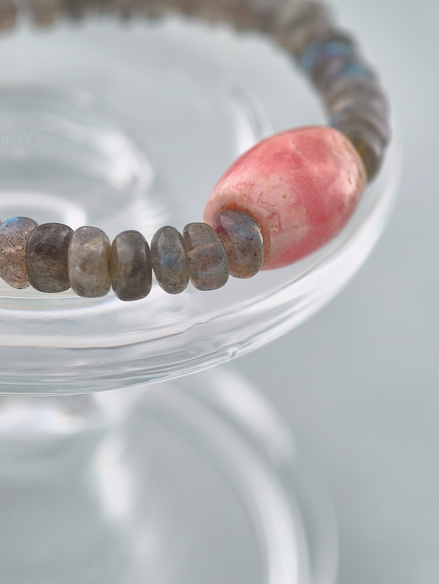 Natural Labradorite and Rhodochrosite Bracelet