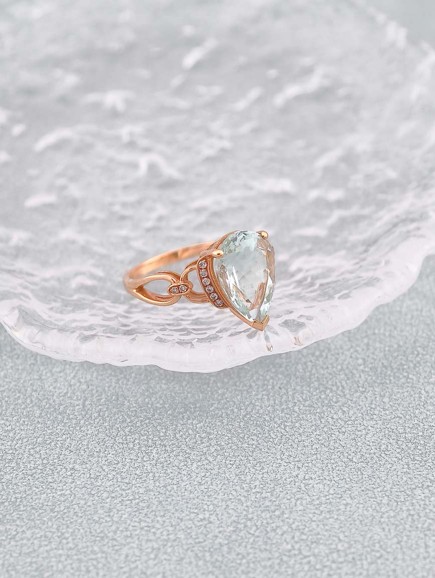 Natural Aquamarine Diamond Ring