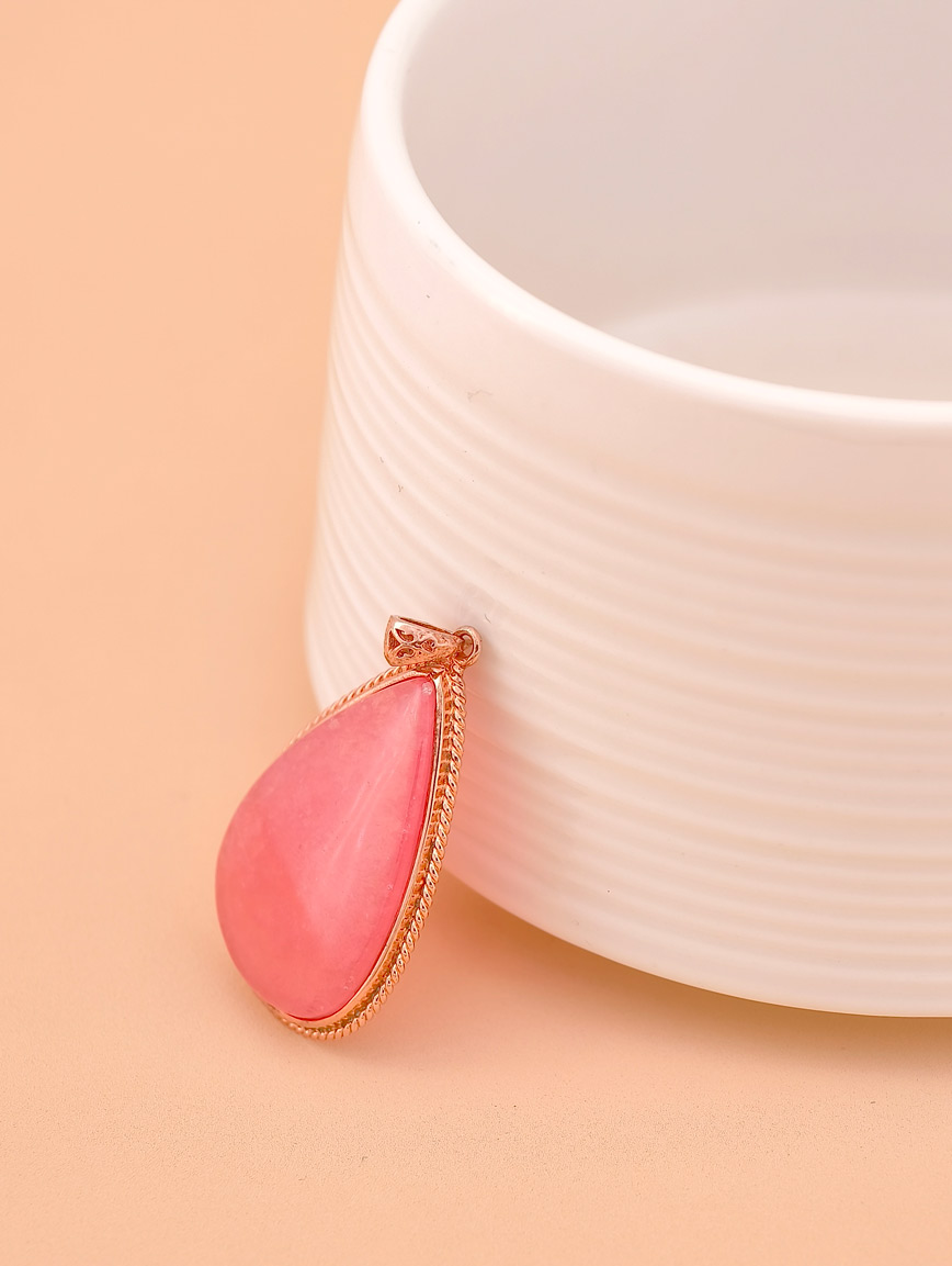 Natural Rhodochrosite Simple Style Sterling Silver Pendant