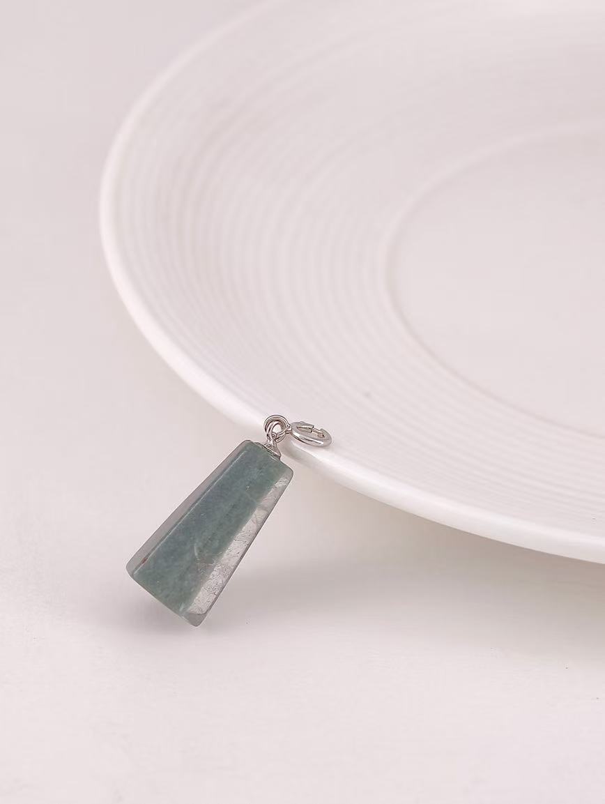 Natural Green Phantom Crystal Sterling Silver Pendant