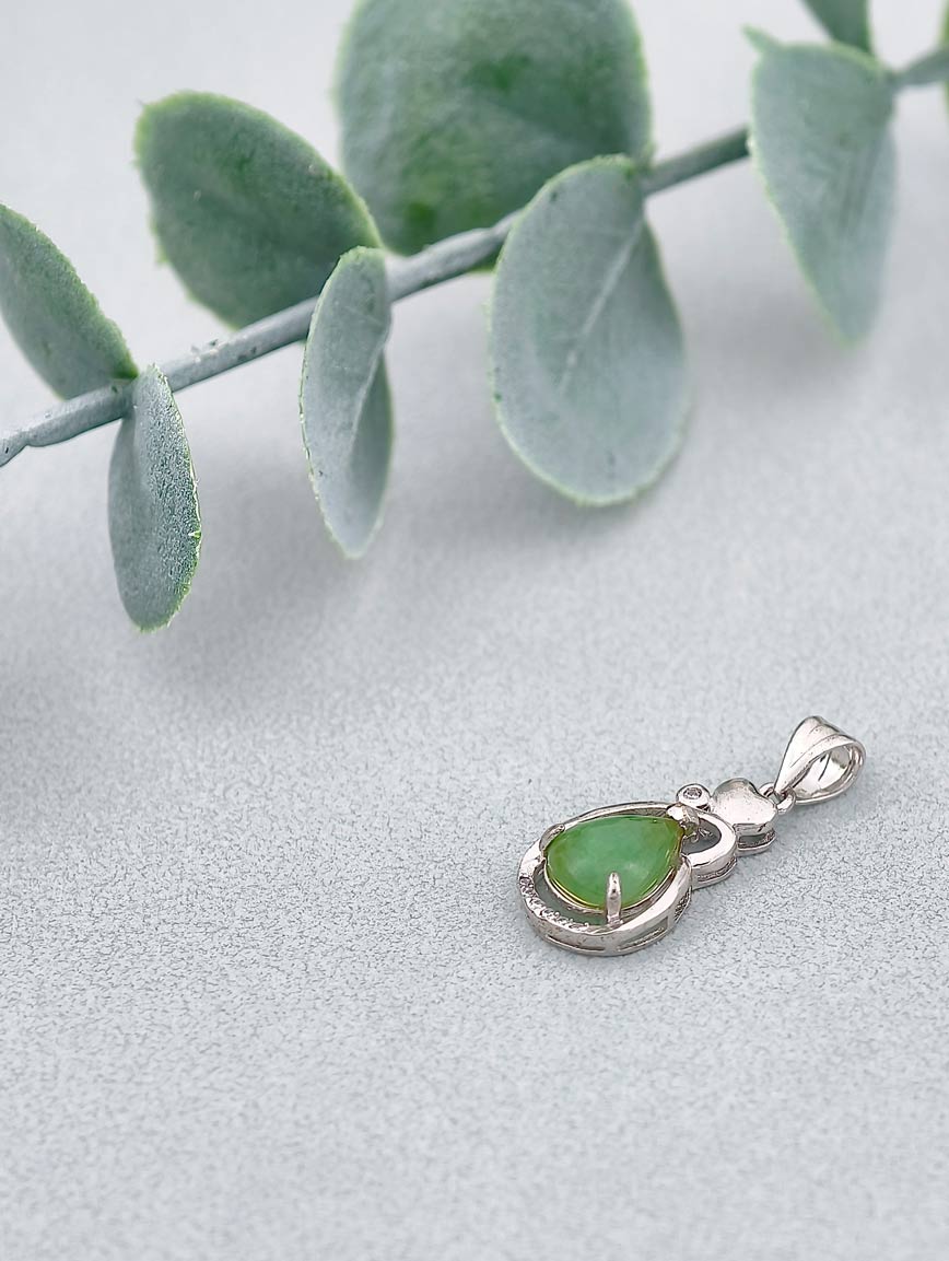 Natural Jadeite Sterling Silver Pendant