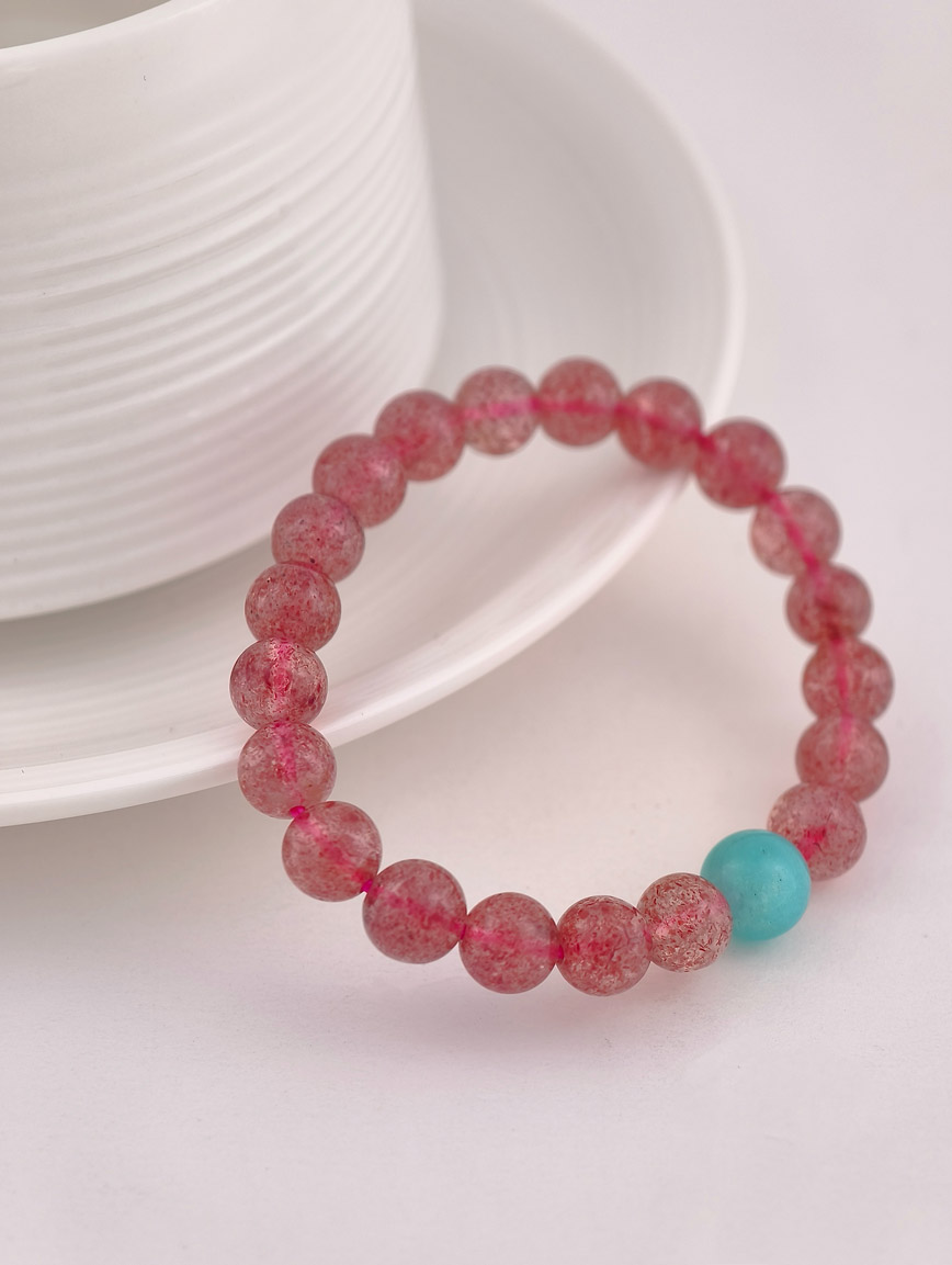 Natural Strawberry Quartz and Amazonite Bracelet